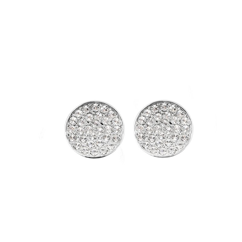 Those stunning glittery clear colour crystal push back diamante round earrings with Rhodium Plating. It is a perfect gift idea.