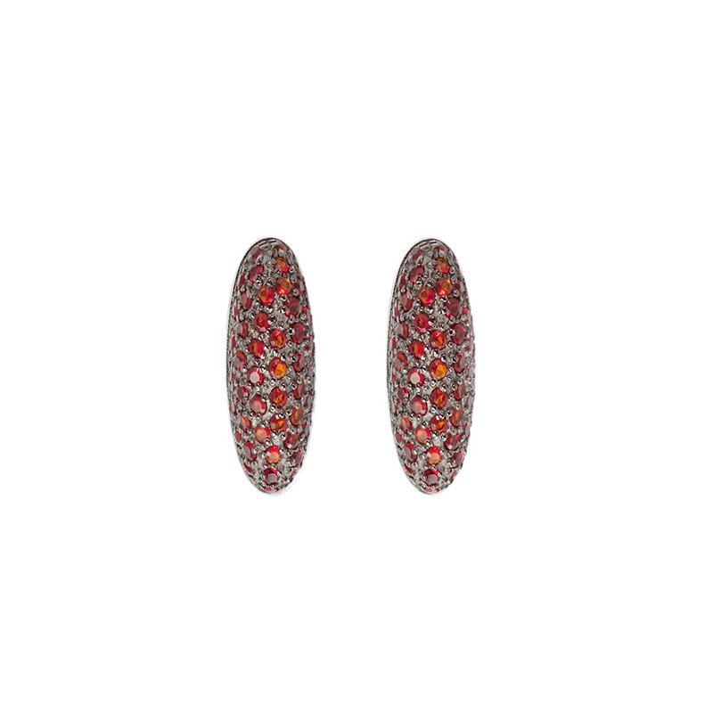 Red cubic zirconia earrings In S925 Sterling Silver with rhodium plated Push back It is a perfect gift idea Decoration for daily dress up