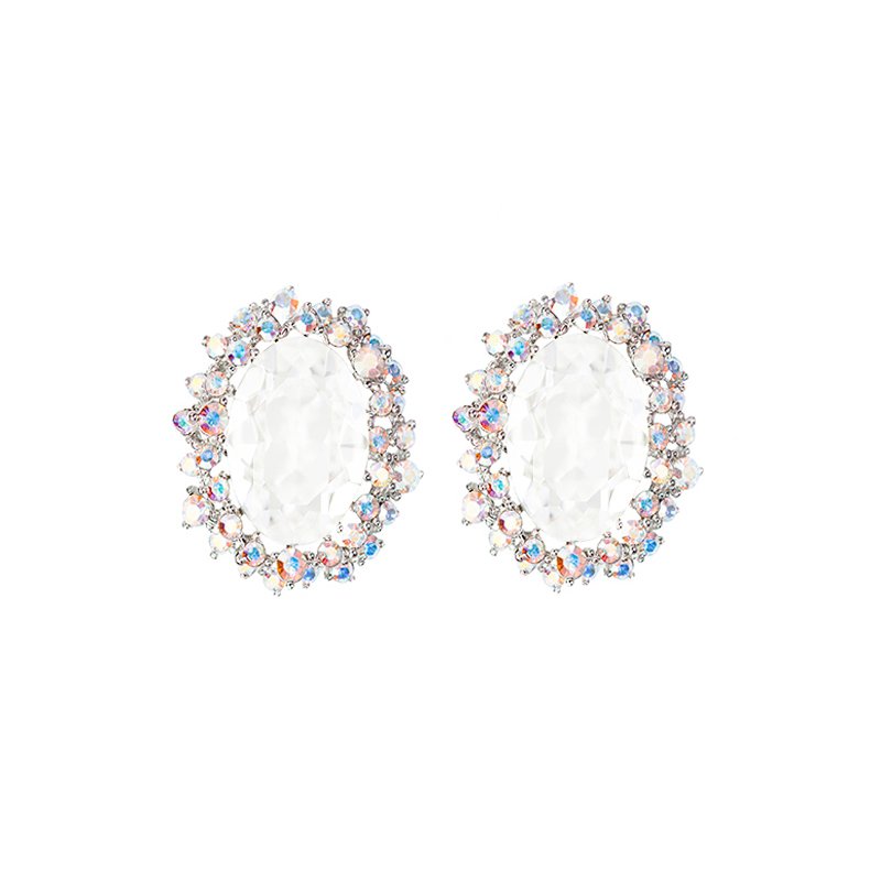 Stunning glittery clear & aurora boreale colour crystal earrings
