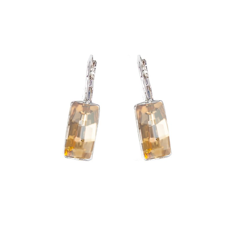Golden shadow colour rectangular earrings Lever back Step-cut, giving the facets a unique radiance