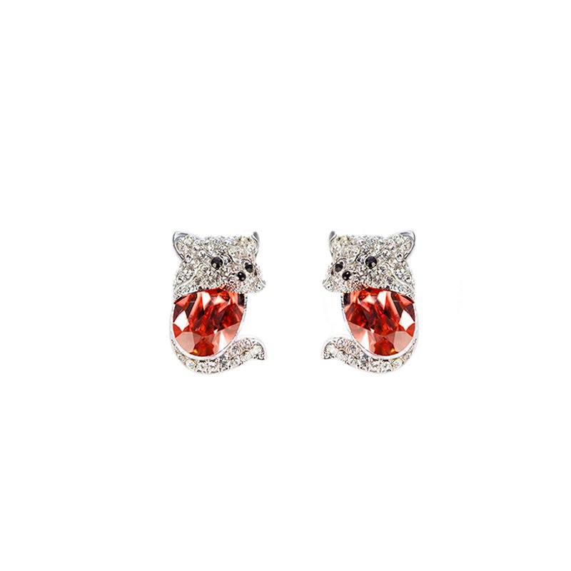 Fashion fox clear & red colour crystal earrings with Rhodium Plating are just beautiful. A perfect gift.